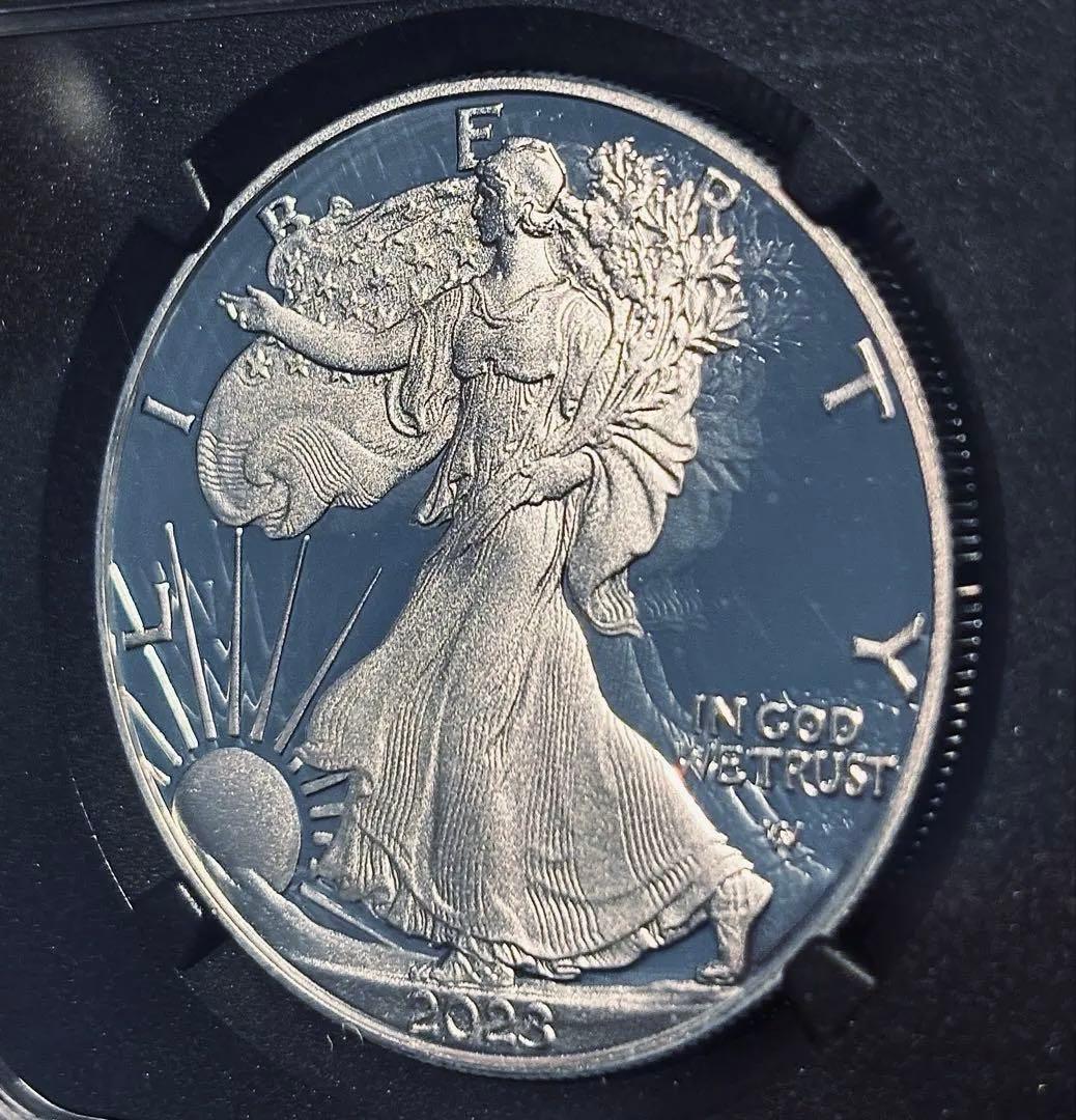【最高鑑定・初版】2023 アメリカ イーグル銀貨 PF70 メルカンティサイン