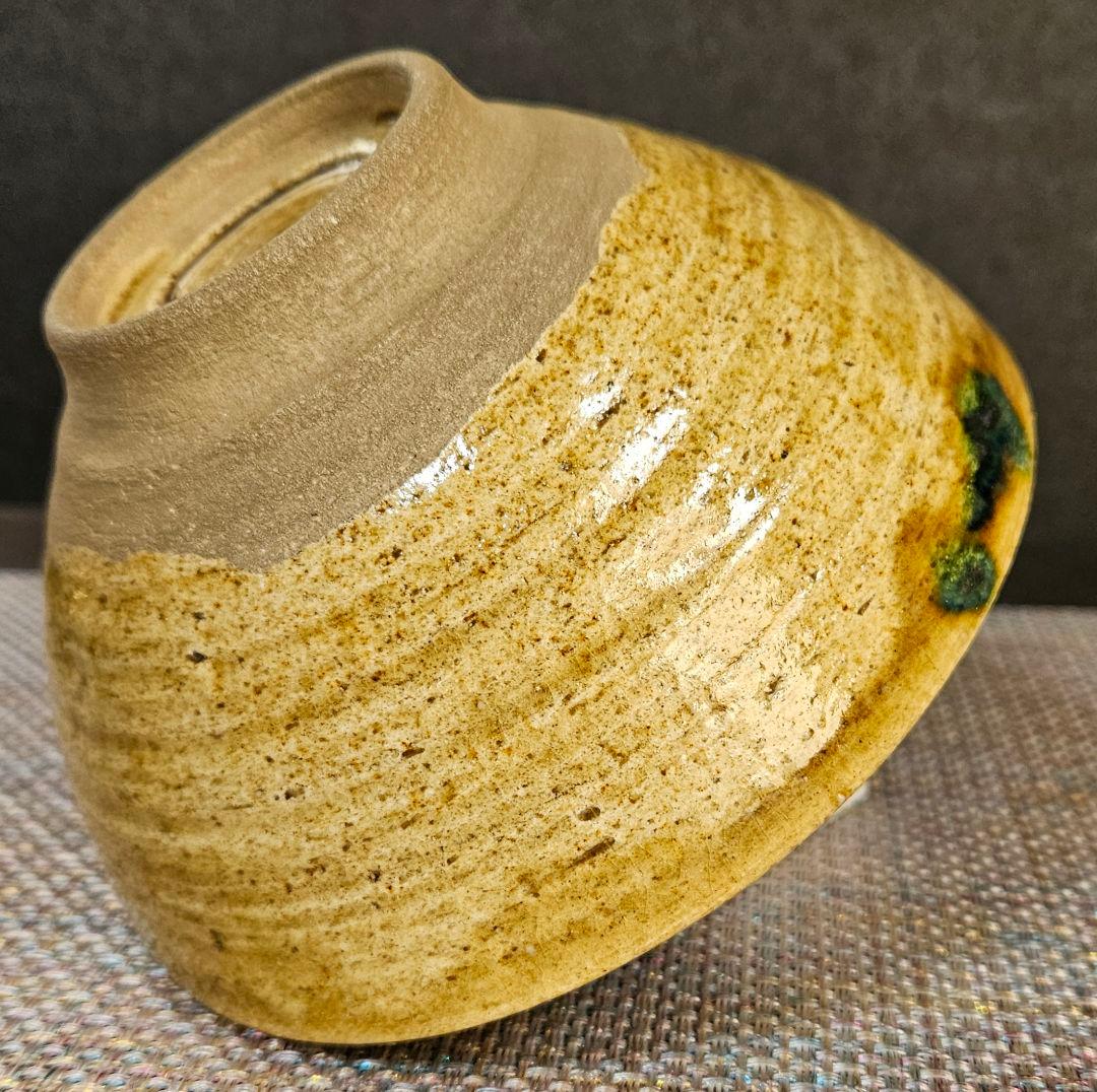 【名碗❗】
時代古作品】明治時代　瀬戸織部　黄瀬戸　織部　たんぱん海鼠釉　茶碗