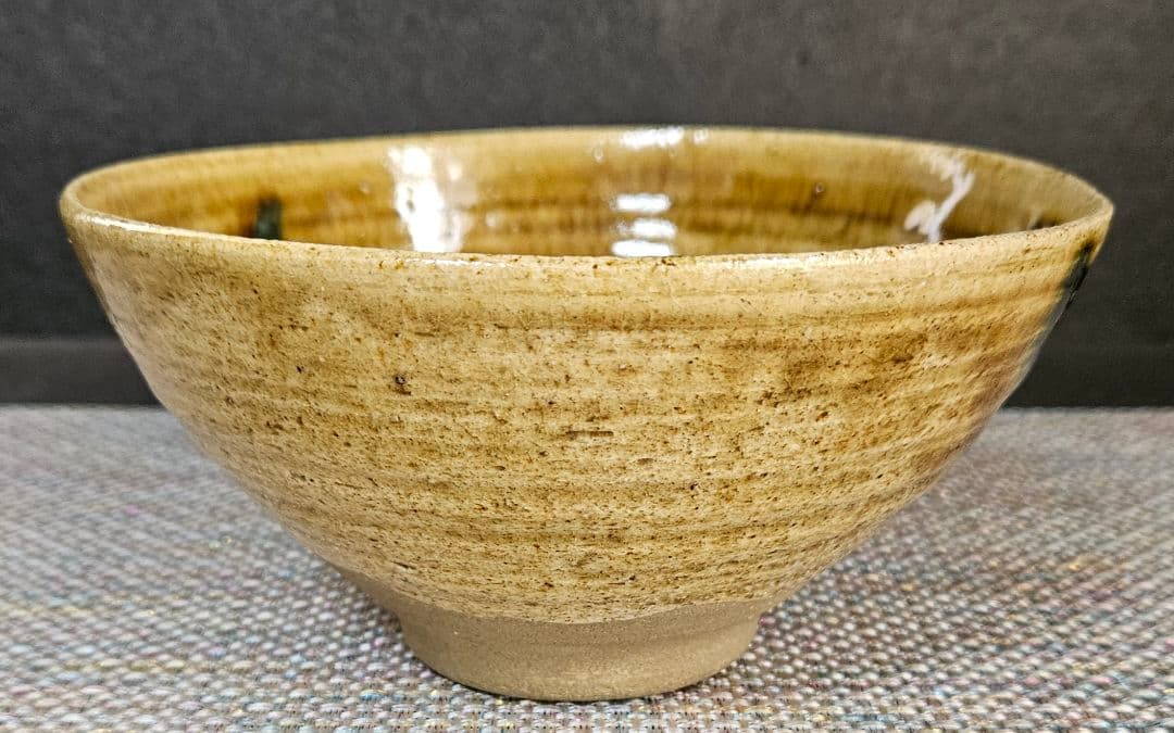 【名碗❗】
時代古作品】明治時代　瀬戸織部　黄瀬戸　織部　たんぱん海鼠釉　茶碗