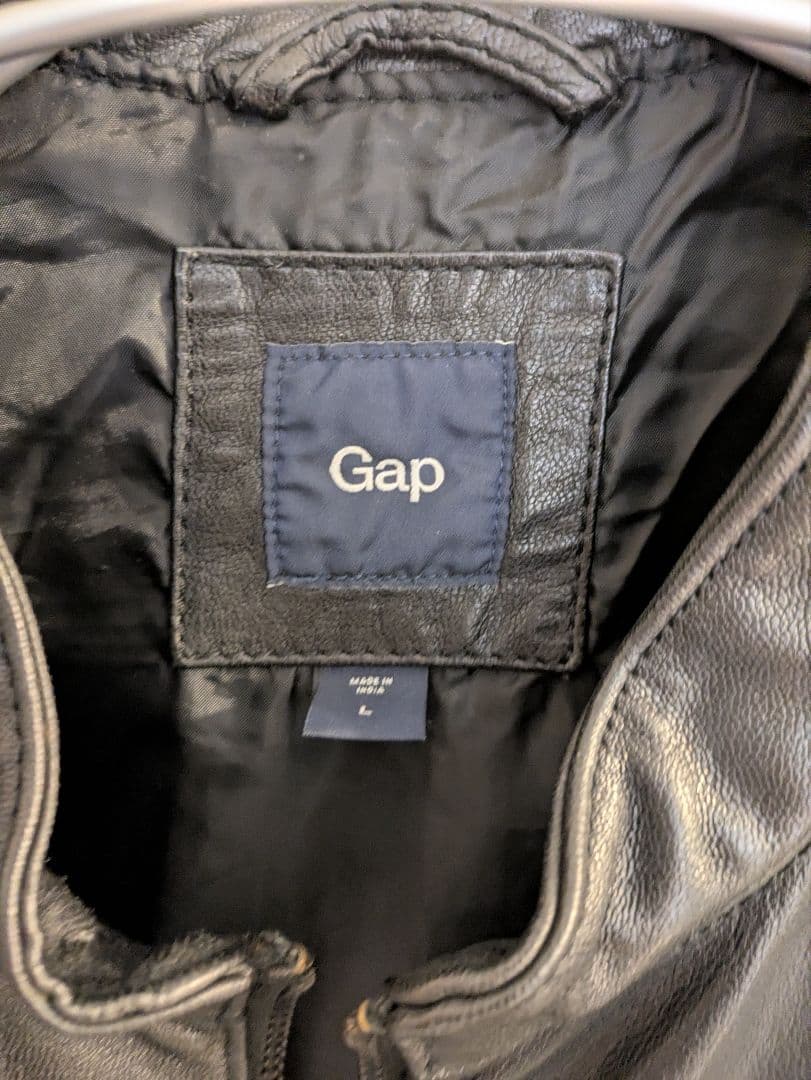 Gap 黒 レザー シングルライダースジャケット
