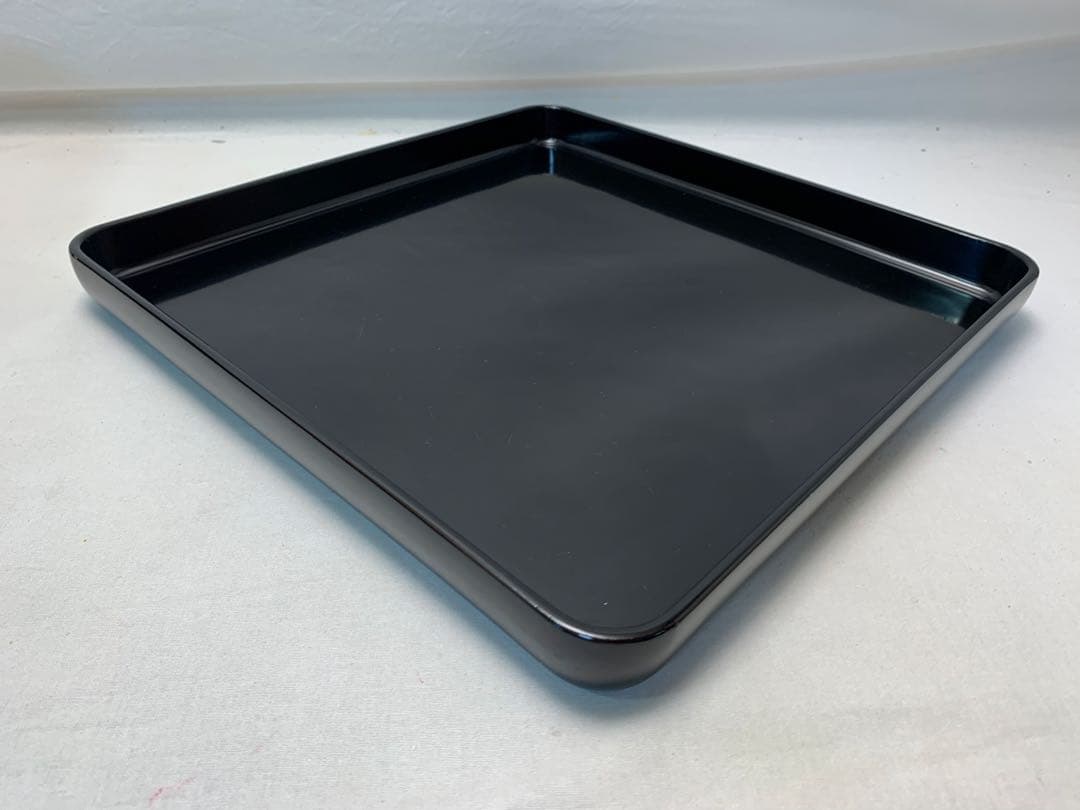 美品 懐石道具 木製黒真塗 四方膳 会席膳 6客組 銘々盆 平膳 宴会盆