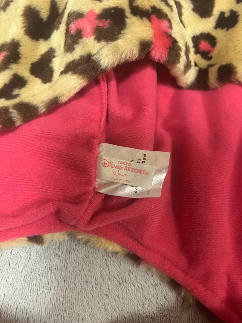 ディズニーマフラーキャップDisneyミニーヒョウ柄マフラーレオパード被り物