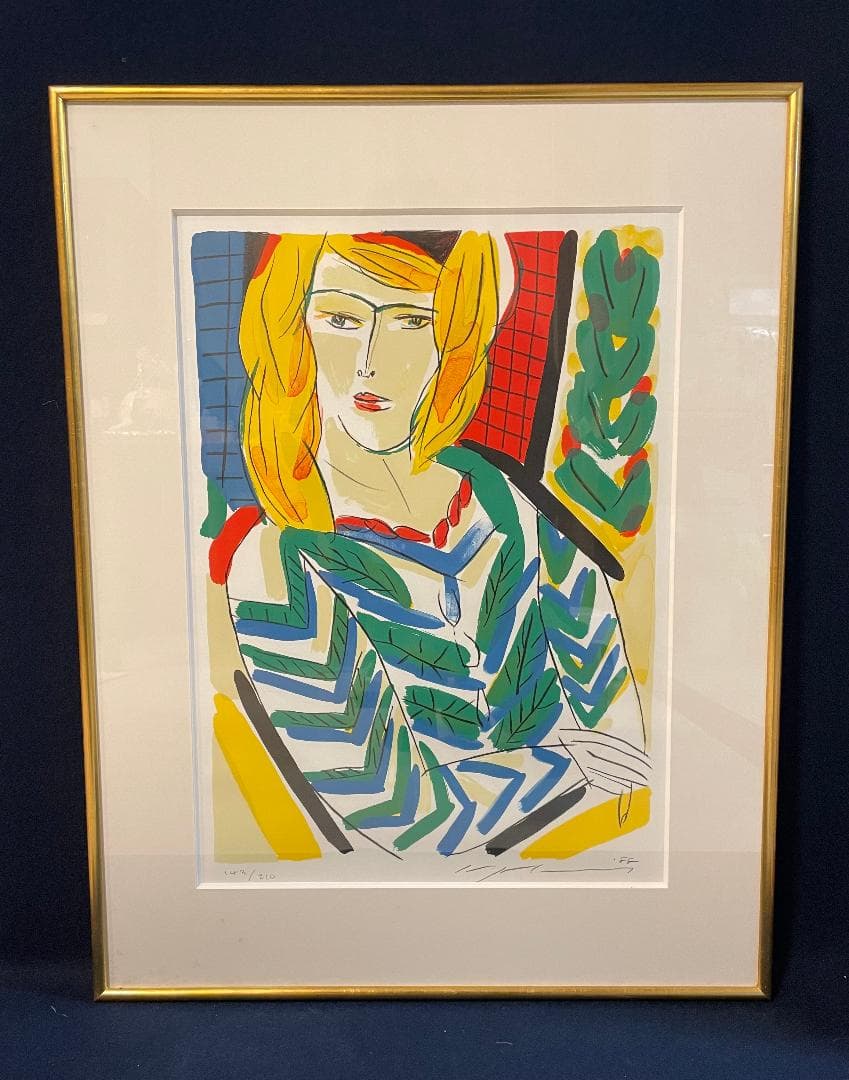 お*な様 「真作」池田満寿夫「ベランダの女」リトグラフ　143/210　直筆サイ