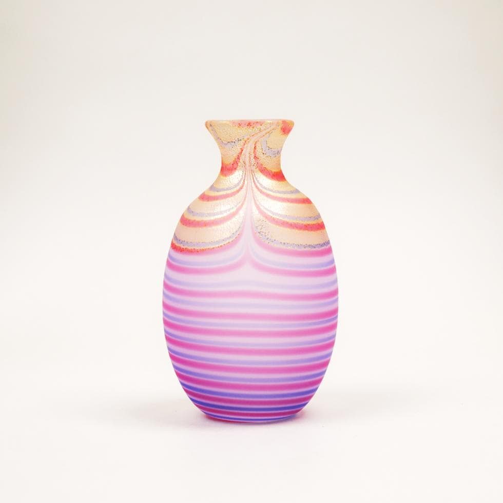 石井康治 手吹き Pulled Stripes Glass 金蒔徳利 箱付 美品