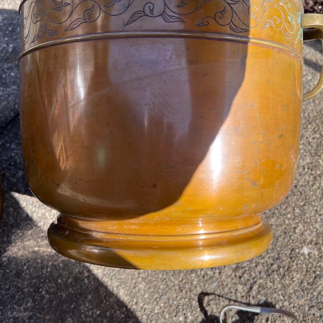 火鉢 アンティーク 手炙り 古道具 骨董 銅製 金属工芸 置物 昭和レトロ 双耳