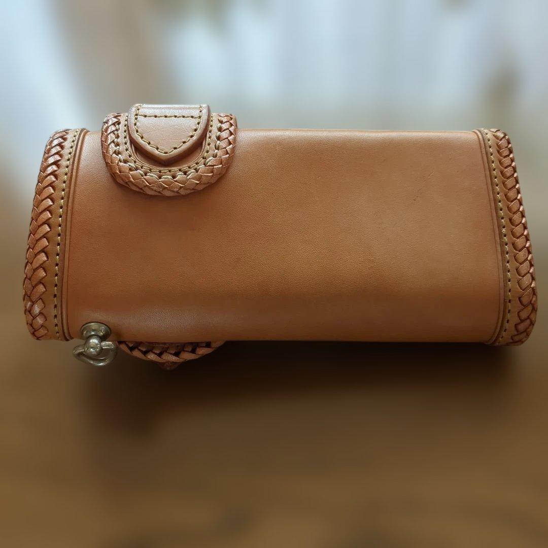 GODANEレザー編み込み長財布 ベージュ