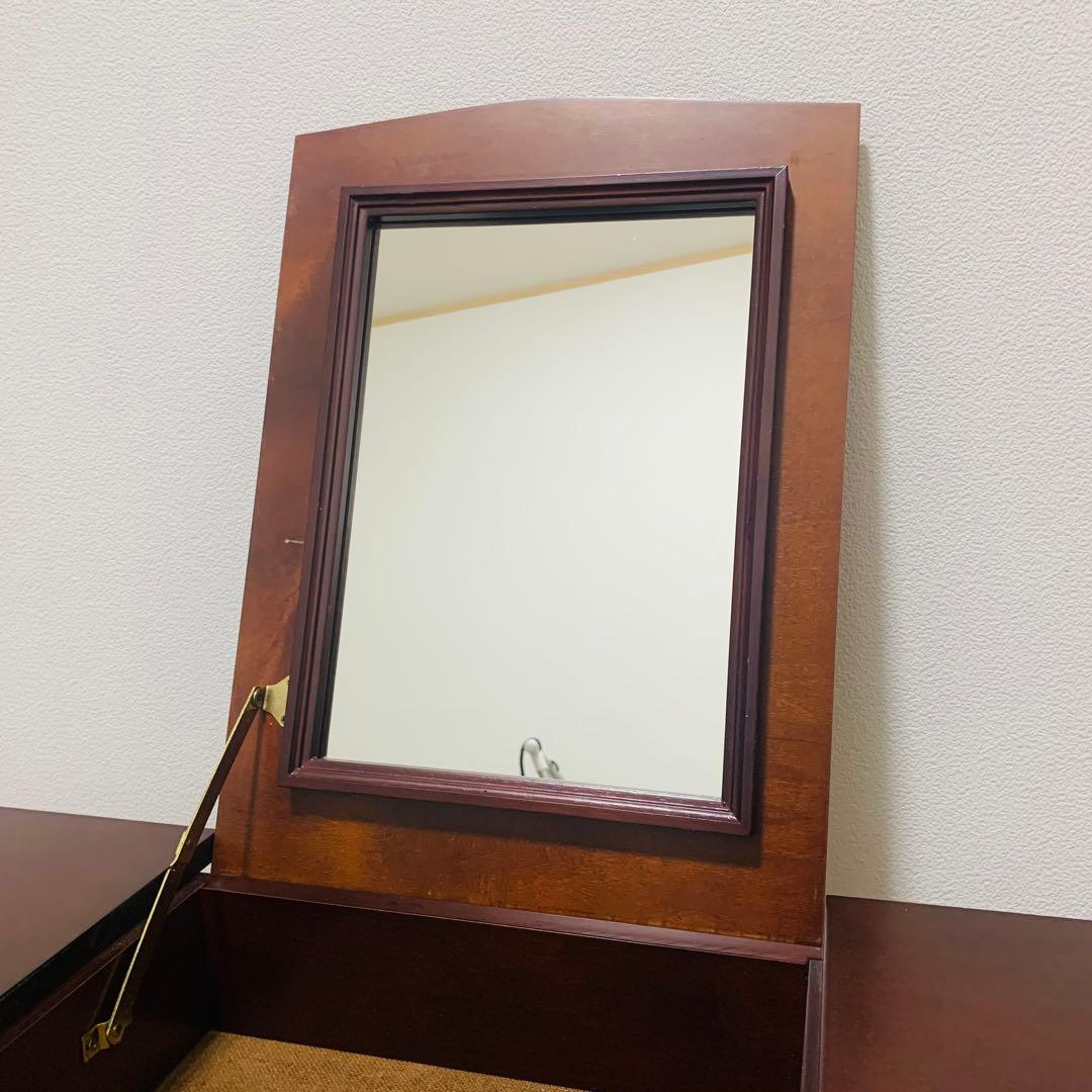 英国風 木製ドレッサー 鏡付　アンティーク 猫脚 デスク テーブル ブラウン