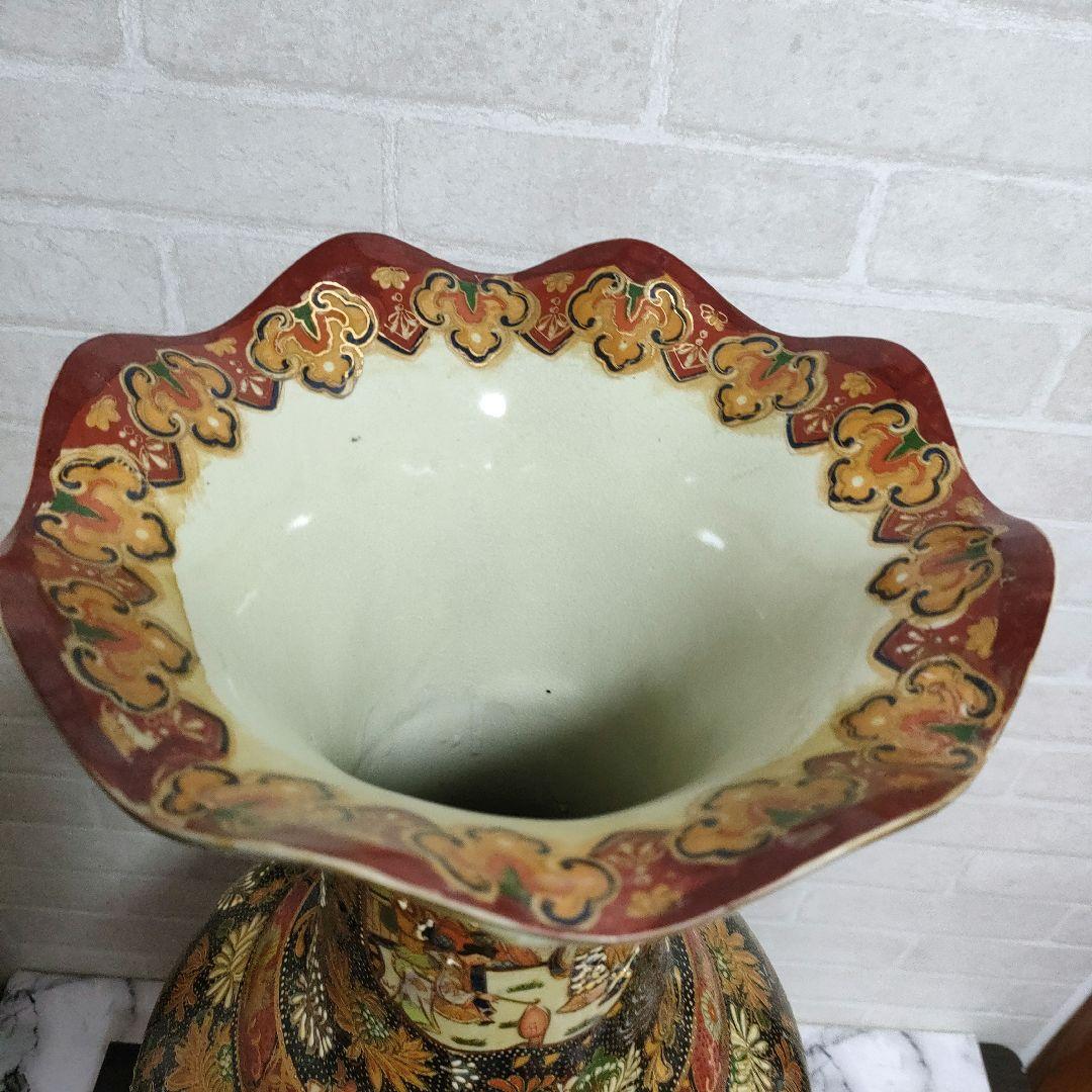 中国美術 大型飾り壺 大花瓶 金彩 美人画 屋形船 豪華爛漫 60cmサイズ