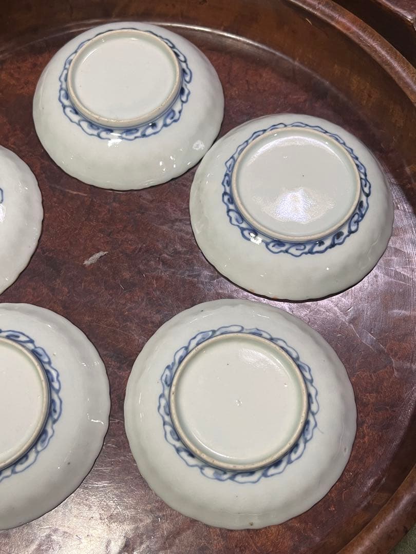 古伊万里　染付　皿　5枚セット　藍九谷　古染付　祥瑞