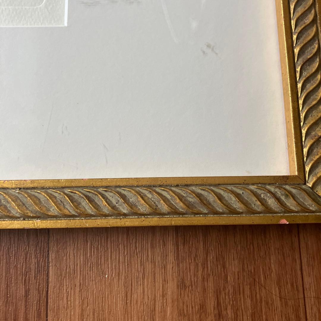 アンティーク振り子時計　リトグラフ　大きな額