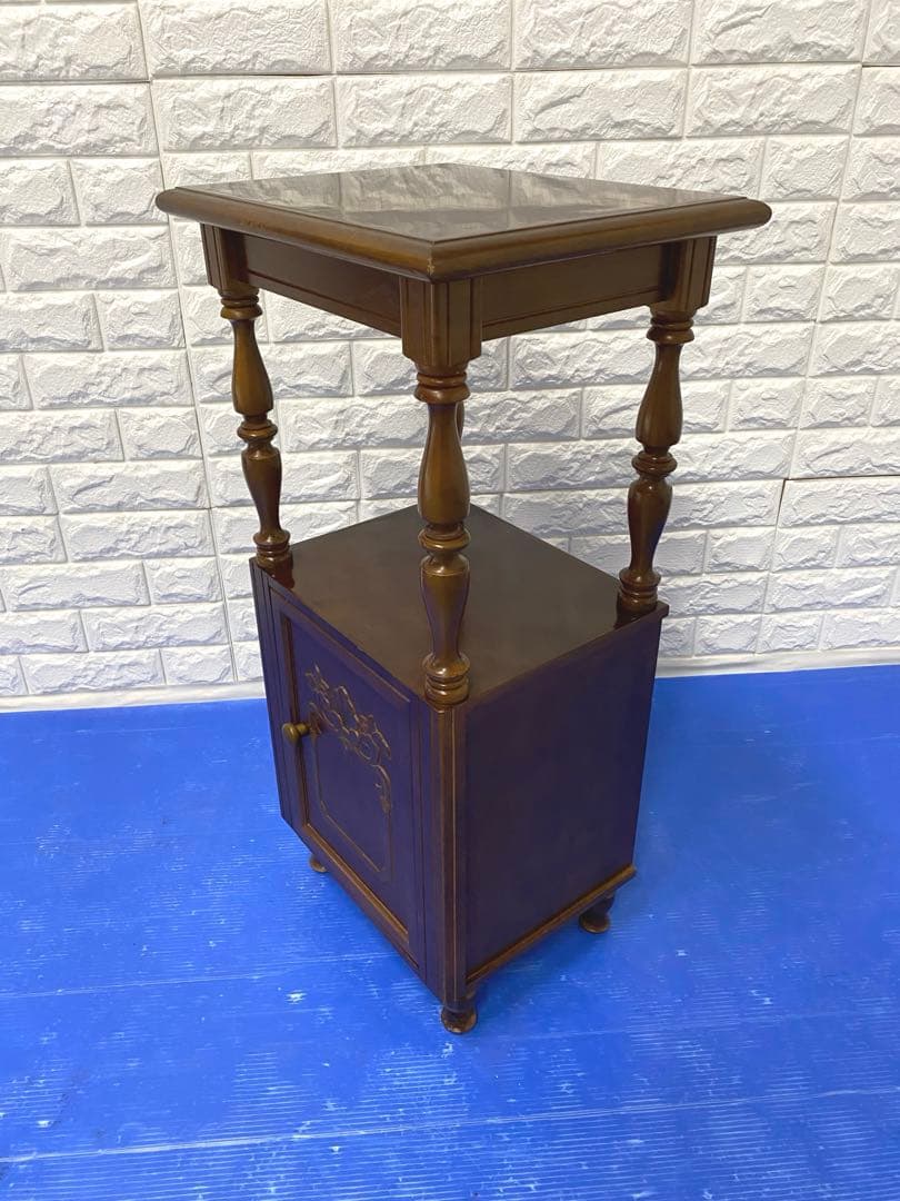 ビンテージ古家具■木製家具むかしの古い電話台 飾り台ディスプレイ台