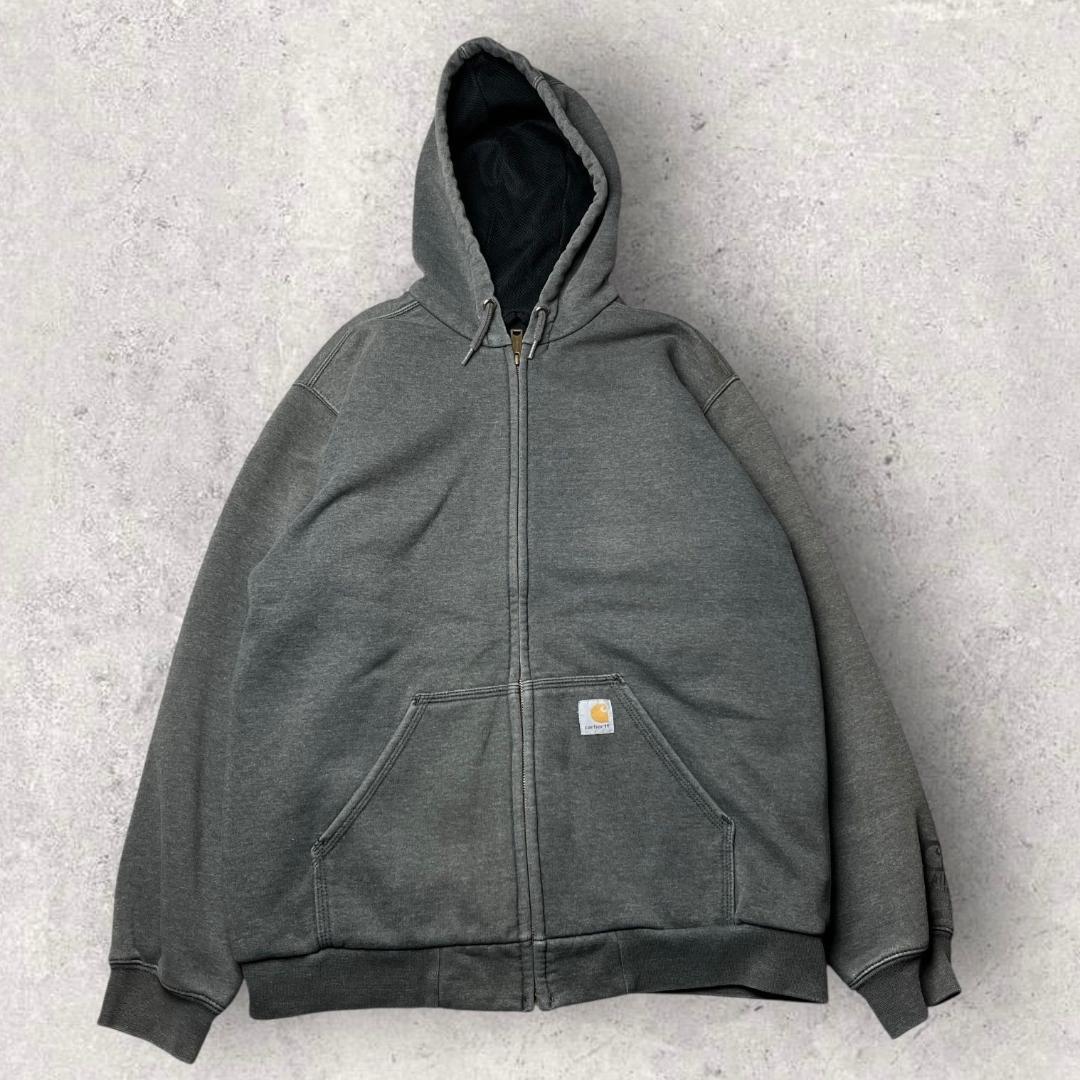 カーハート 裏サーマル ジップアップ パーカー ダブルフェイス グレー M
