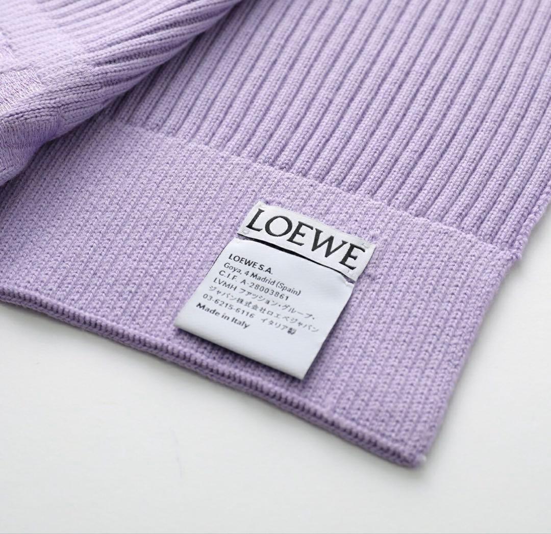 n*t様 新品未使用 LOEWE ラベンダー リブ編みマフラー