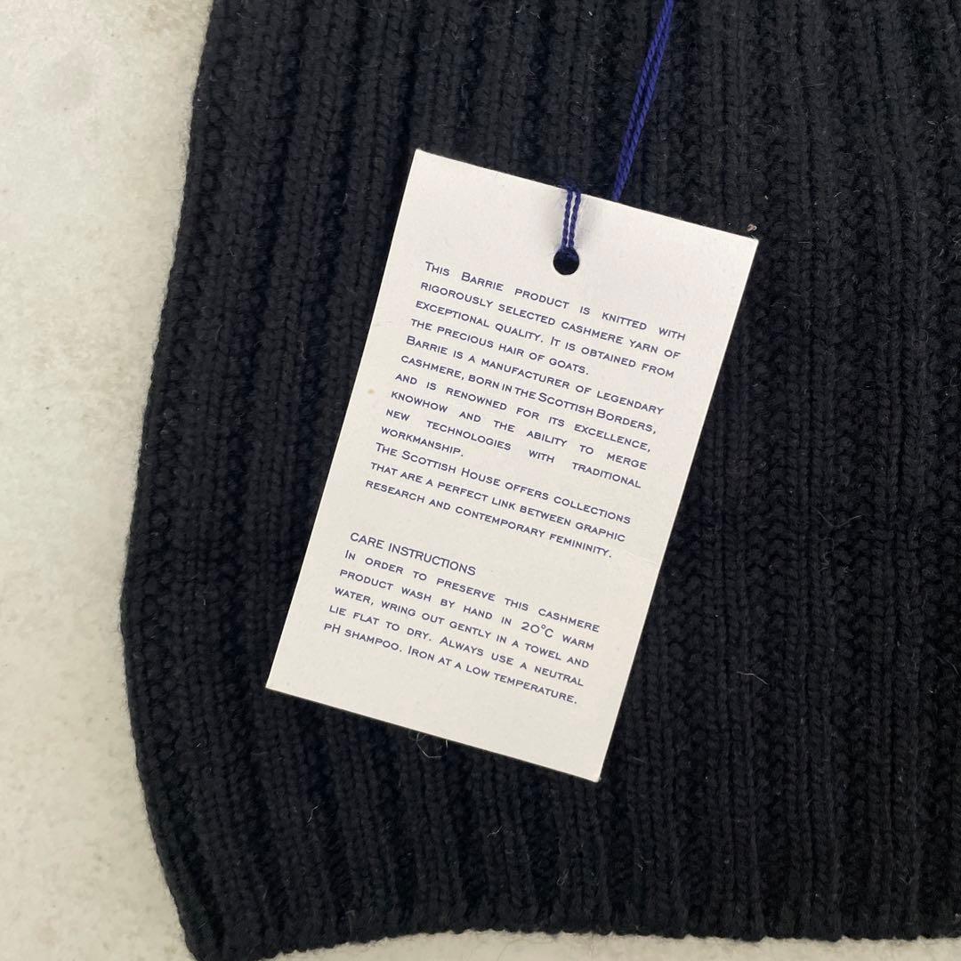 BARRIE バリー カシミヤ　リブニットキャップ 黒 未使用タグ付