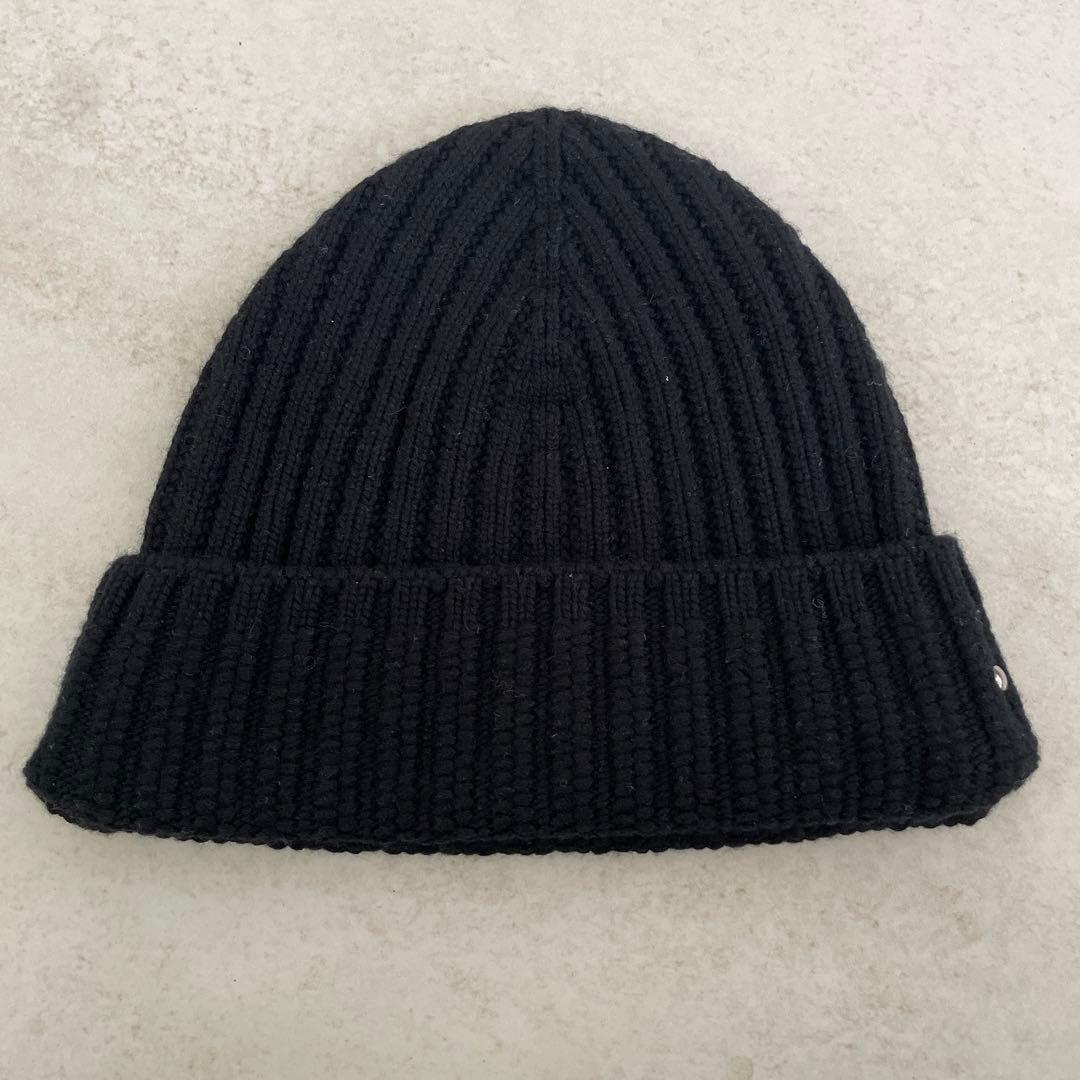 BARRIE バリー カシミヤ　リブニットキャップ 黒 未使用タグ付