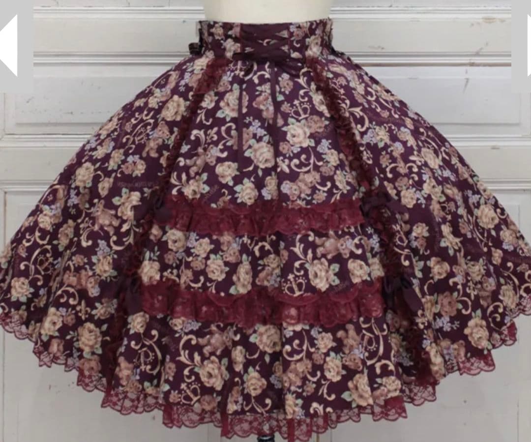 メタモルフォーゼ☆ゴブラン風くまちゃんバッスルスカート☆ボルドー