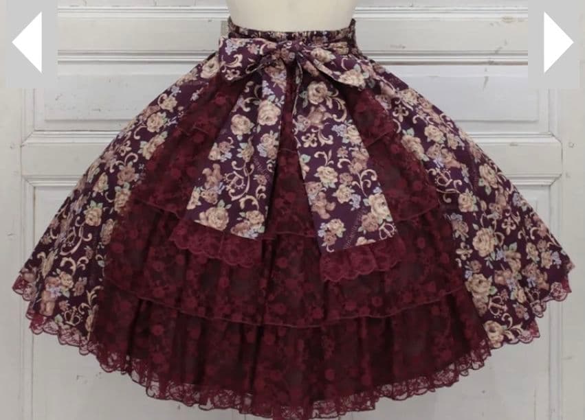 メタモルフォーゼ☆ゴブラン風くまちゃんバッスルスカート☆ボルドー