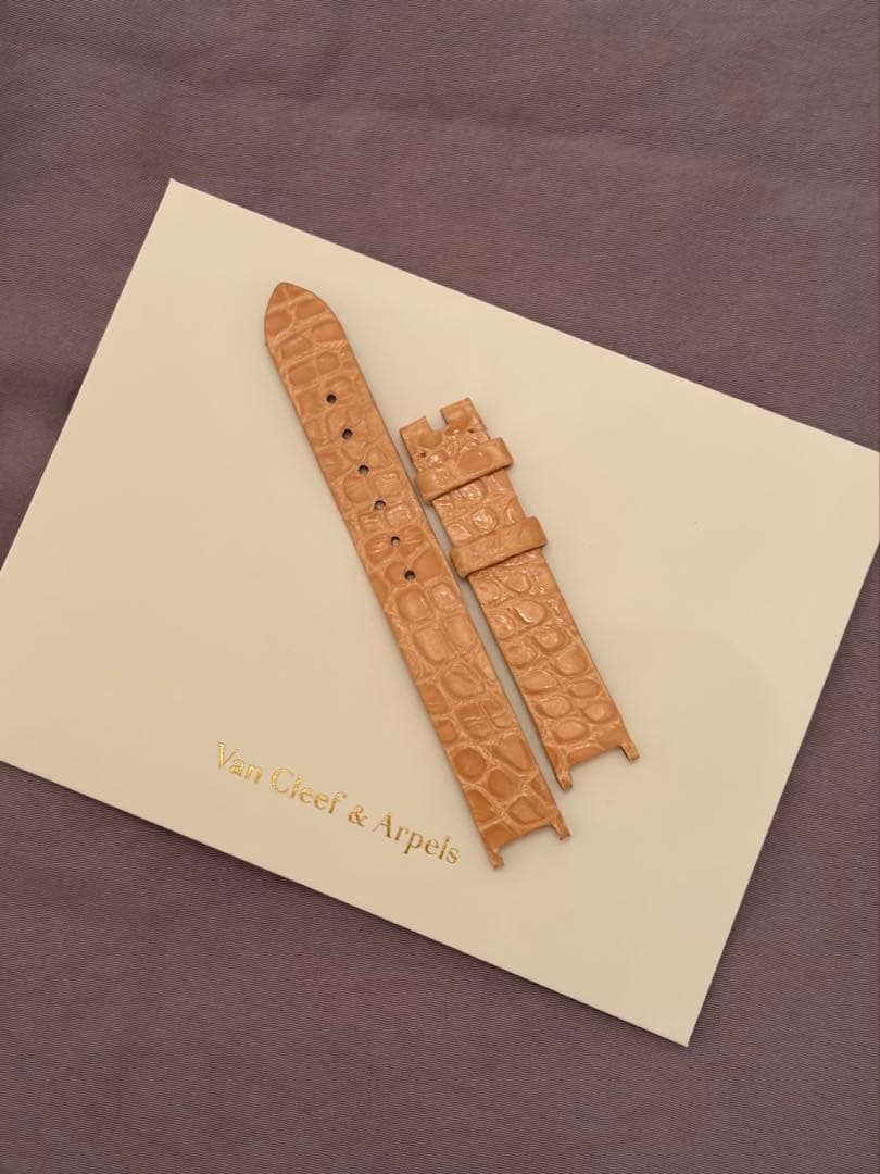 ヴァンクリ　時計ベルト　純正　クロコ　ピンクベージュ