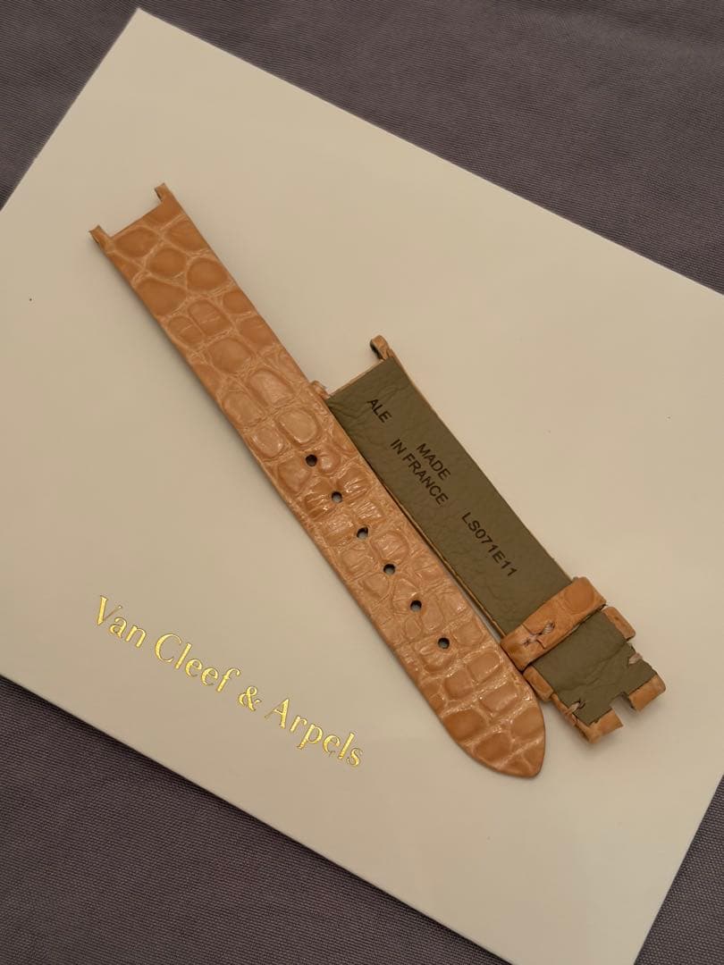 ヴァンクリ　時計ベルト　純正　クロコ　ピンクベージュ