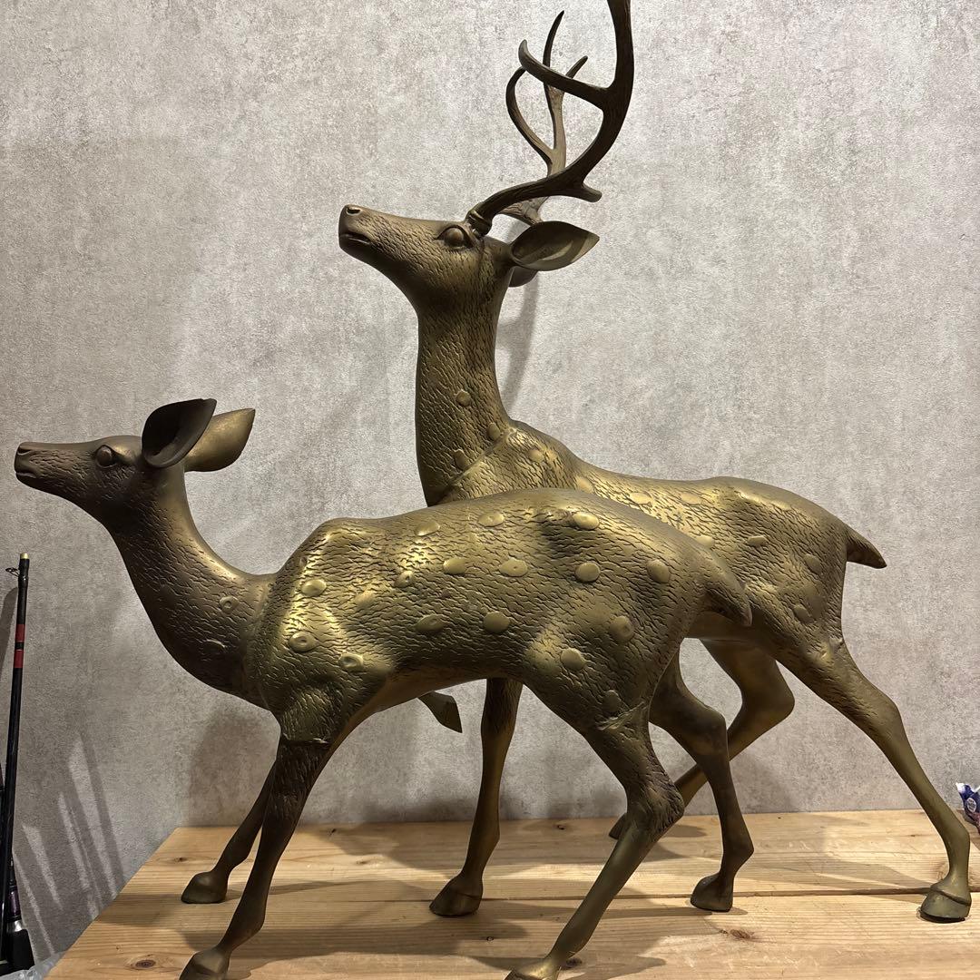 金属製　鹿の親子2体セット