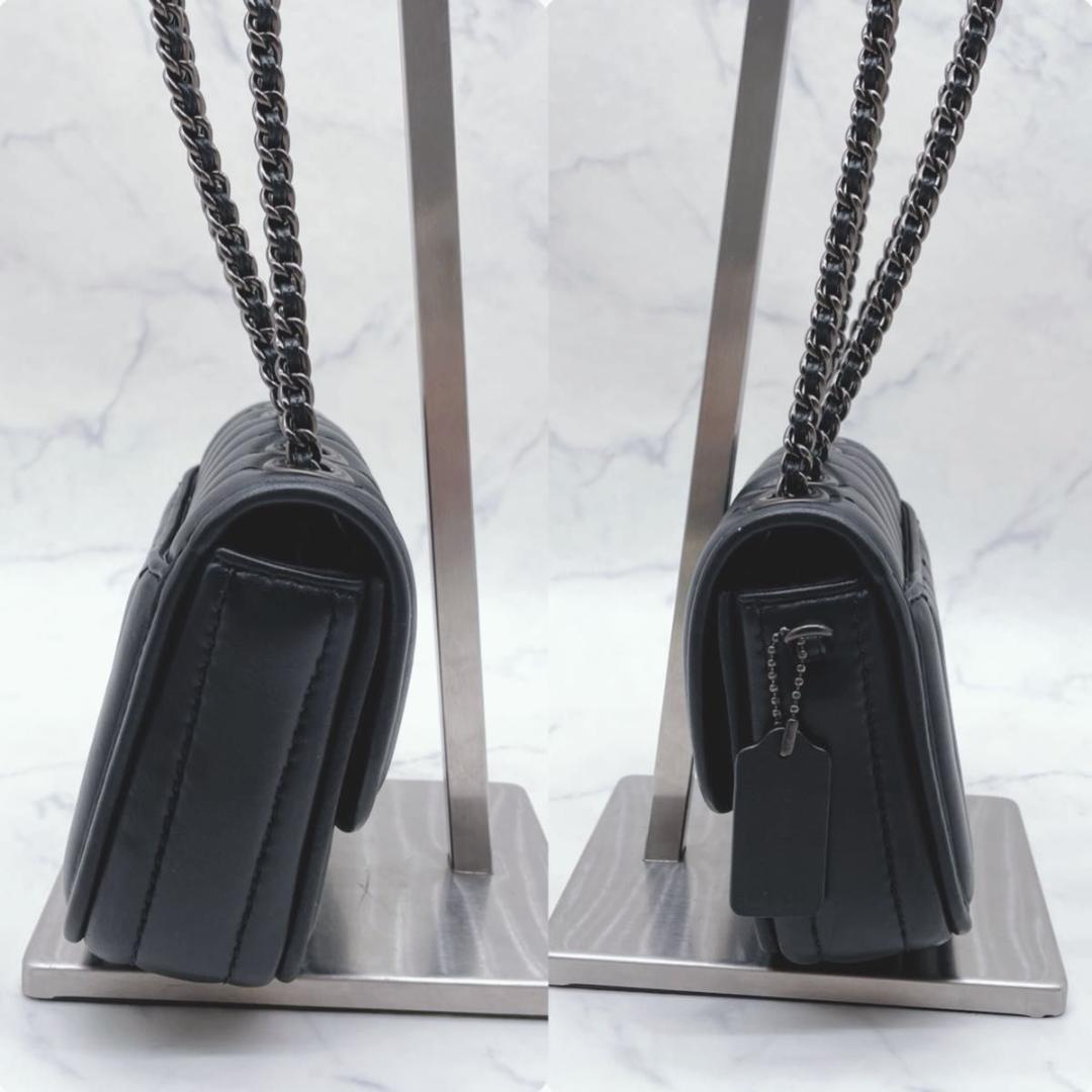 コーチ マディソン キルティング チェーン ターンロック ショルダーバッグ 黒