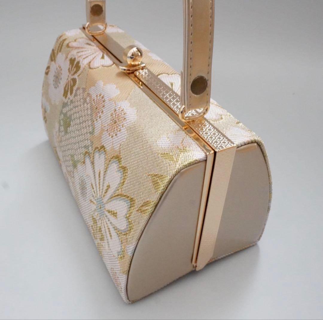 [ゴールド]織生地草履バッグセット　Lサイズ　成人式　卒業式　佐賀錦