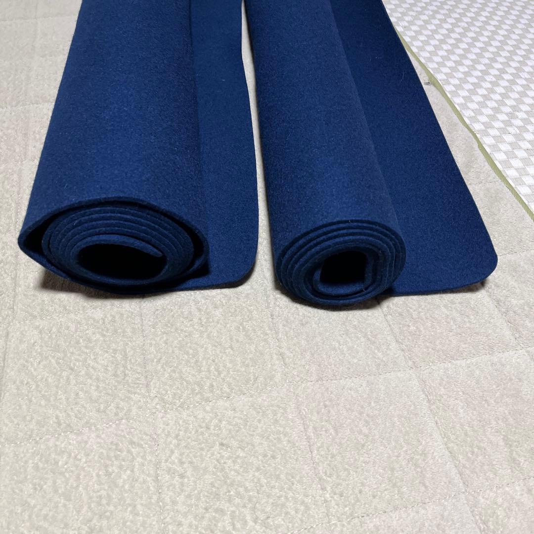 毛氈 ウール100% 濃紺 茶道具 約188cm x 94cm 2枚セット