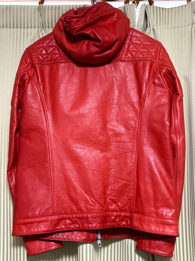 グ*ー様 DIESEL BLACK GOLD フード付シングルライダースジャケッ