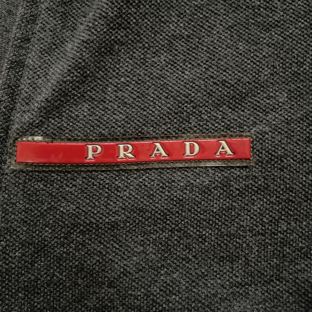 PRADA ダークグレー長袖ジップアップポロシャツ
