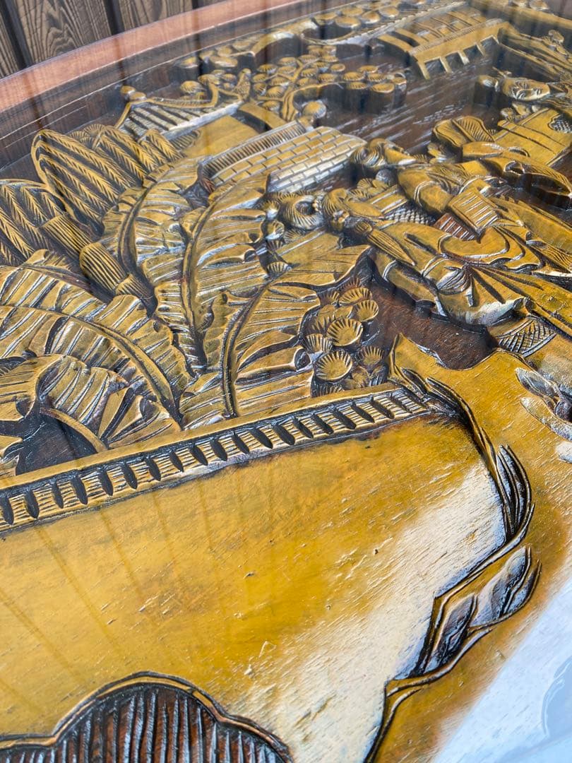 ローテーブル　センター テーブル　木彫り　彫刻　応接　中国　美術　工芸品