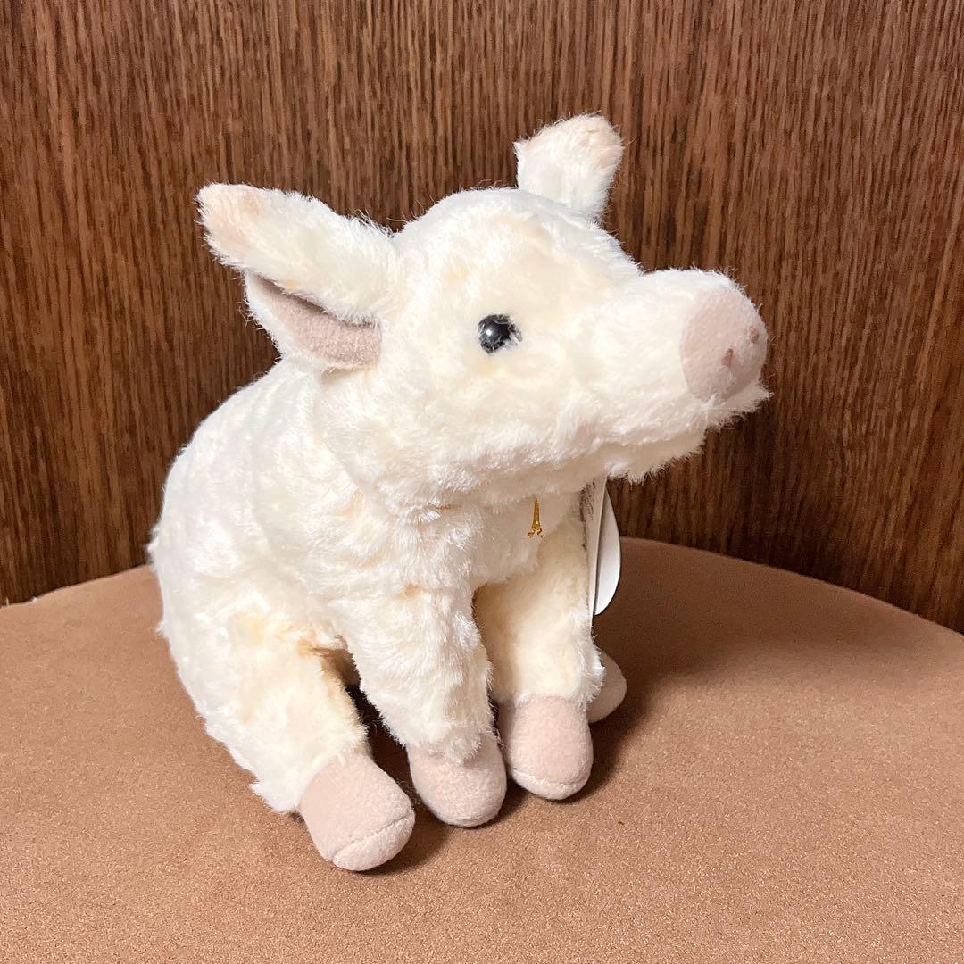 年代物 ぬいぐるみの童心 DOUSIN おすわりブタ チンチラS アイボリー