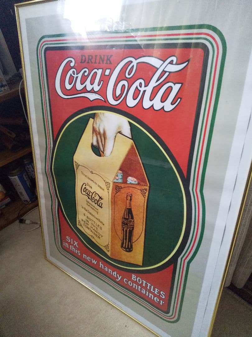 レトロなコカコーラポスター額入りアンティーク風アメリカン雑貨昭和レトロ