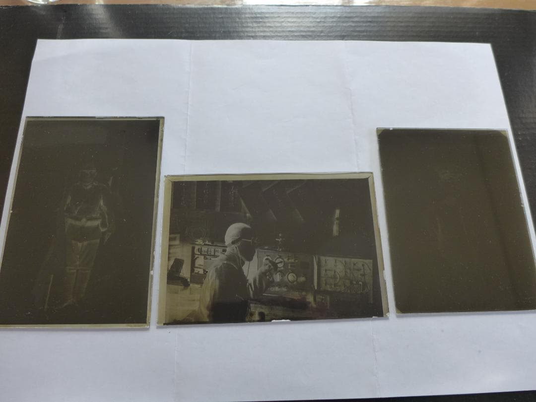 珍品　時代物　戦前　上海事変頃？陸軍　新野部隊通信員？　ガラス乾板3点　ネガ