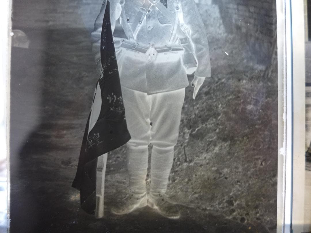 珍品　時代物　戦前　上海事変頃？陸軍　新野部隊通信員？　ガラス乾板3点　ネガ