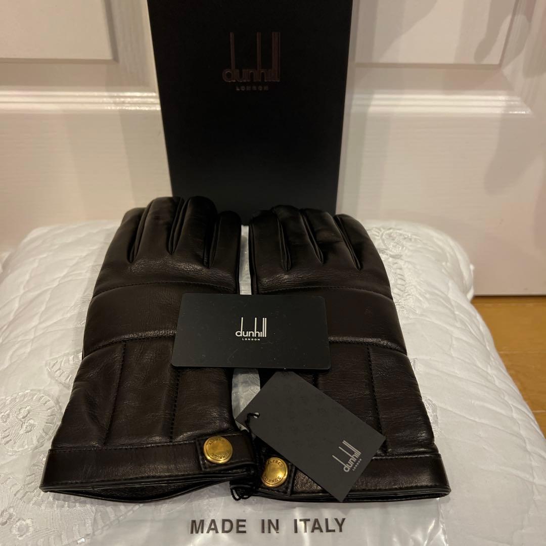 dunhill ダンヒル　最高級レザー手袋　カシミヤ100 未使用　黒イタリア製