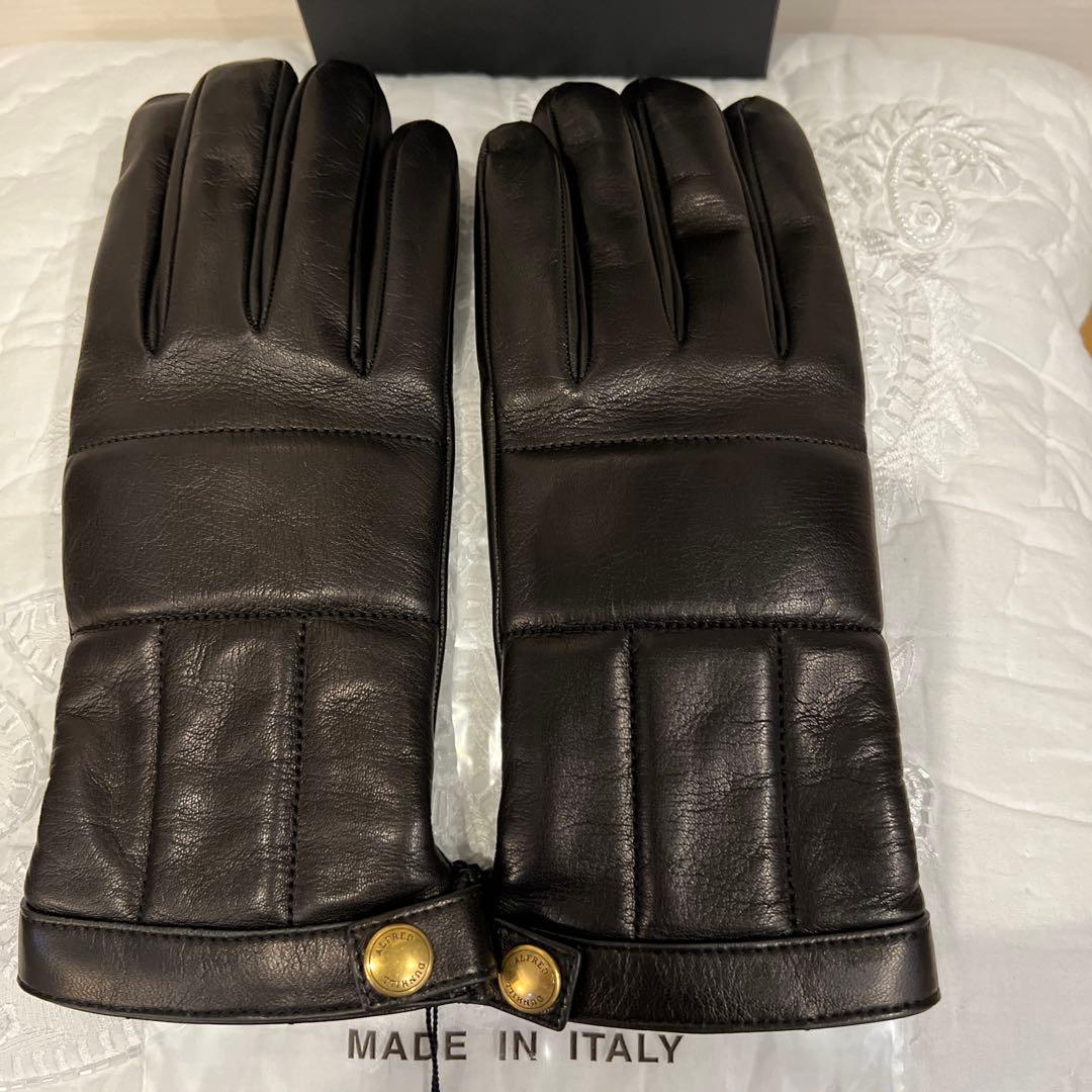 dunhill ダンヒル　最高級レザー手袋　カシミヤ100 未使用　黒イタリア製