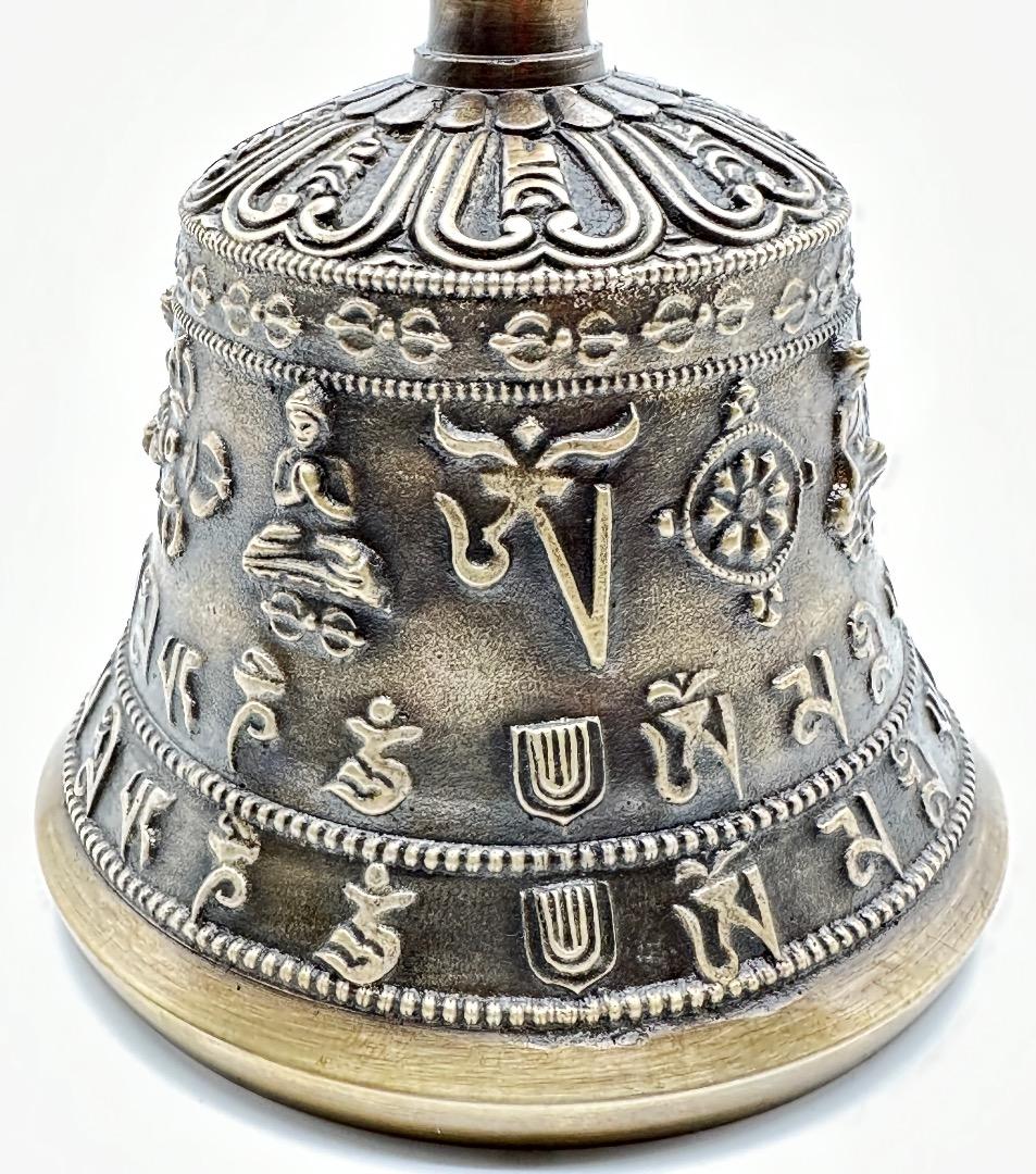 チベット密教法具　ガンター（金剛鈴）（五智如来）＆五鈷杵セット M