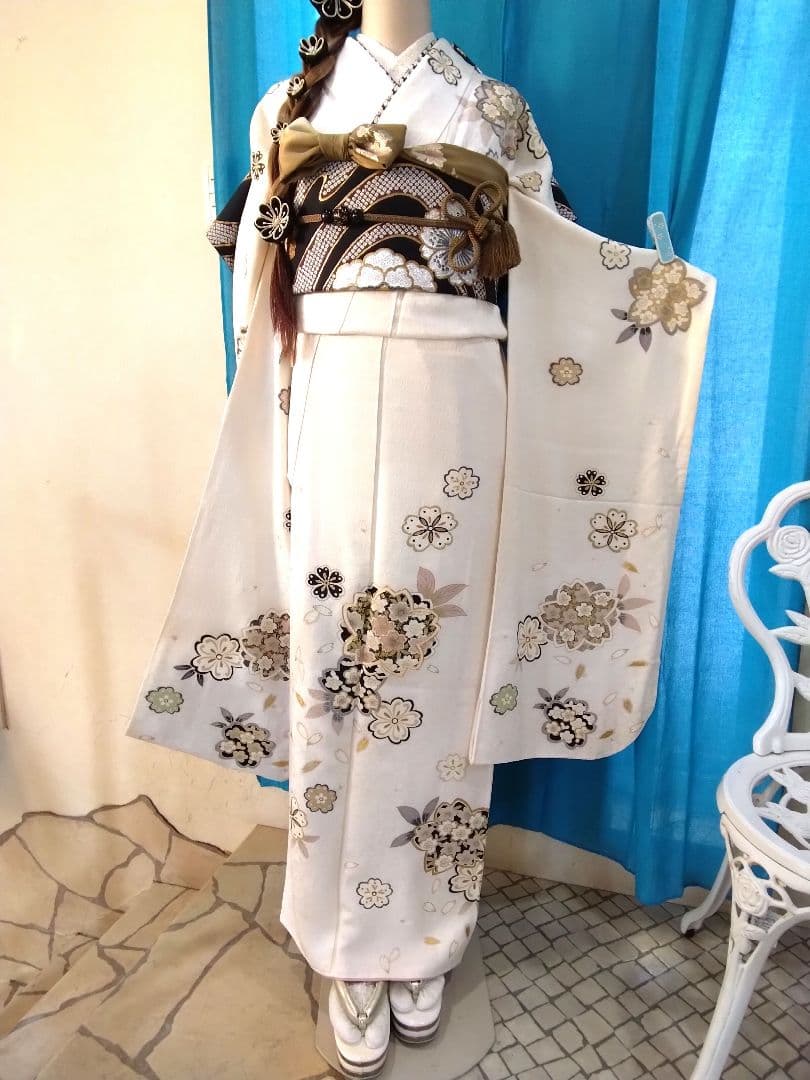 振袖フルセット、正絹振袖成人式、半襟重ね衿、帯揚げ帯締め、西陣袋帯、襦袢