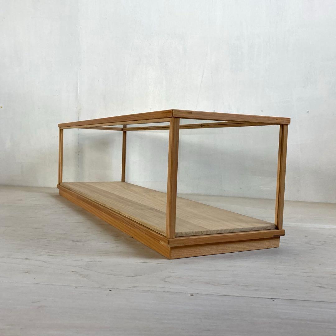 g314 古い木製ガラスケース 横長 ショーケース オープンタイプ