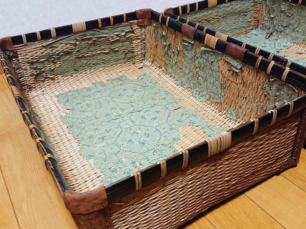 【珍】　★ 柳編み トランクケース ★　籠 カゴ 収納かご バスケット　古民具