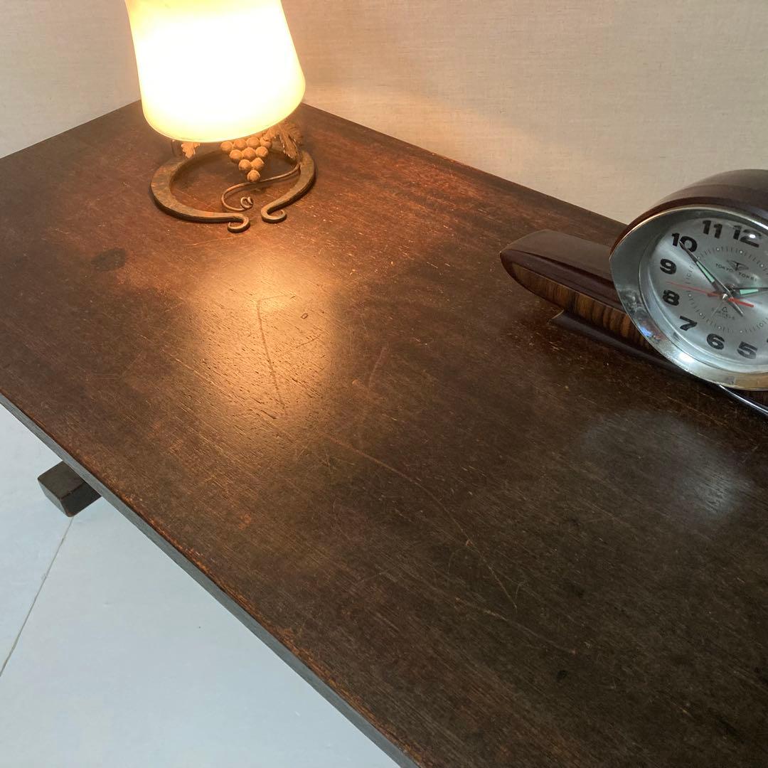 古い味のある文机 座卓 置物台 飾り棚 大型 透かし ハート型 木製 レトロ