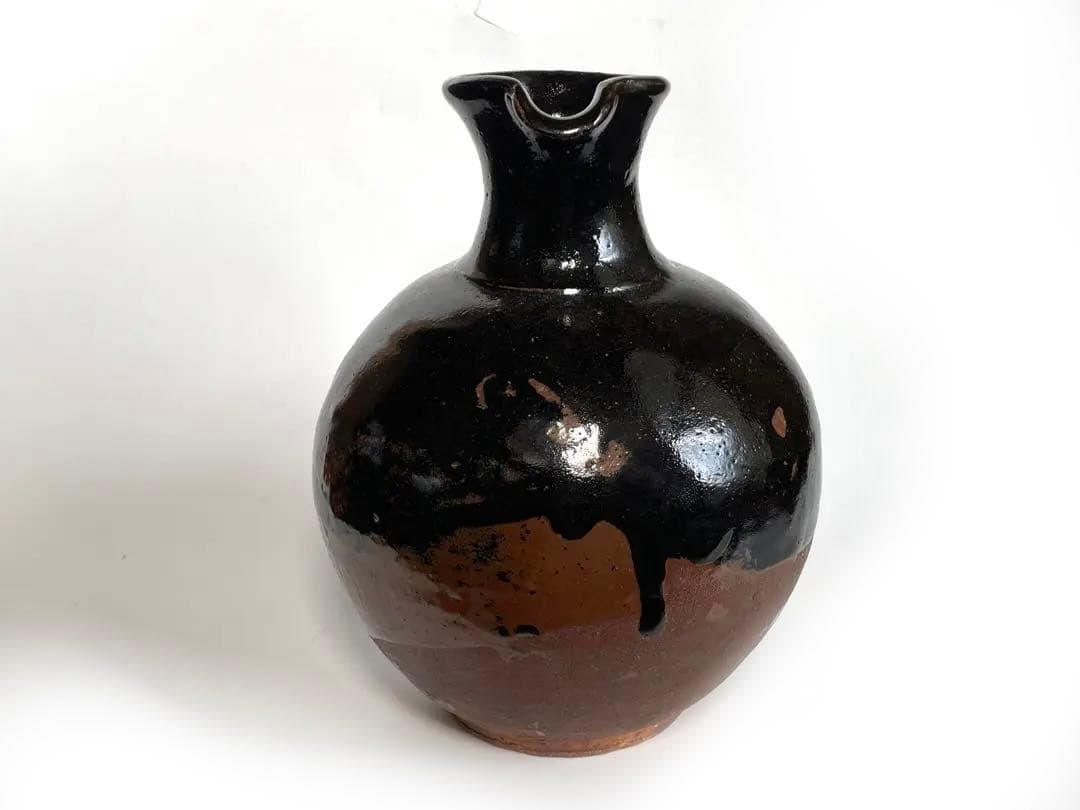 陶芸家　人間国宝　濱田庄司　浜田庄司　？黒釉　水次　水注　ピッチャー　ポット水瓶