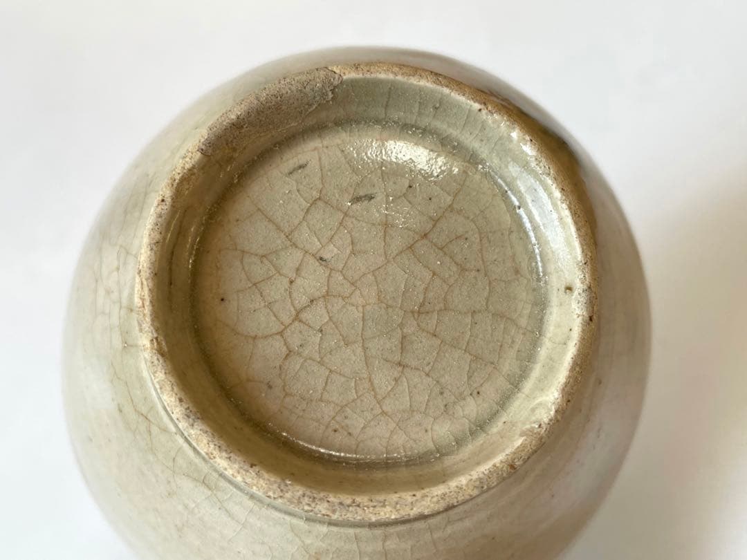 骨董　アンティーク　染付　瀬戸　瀬戸染付　陶胎染付　笹文様　飯茶碗　太白手