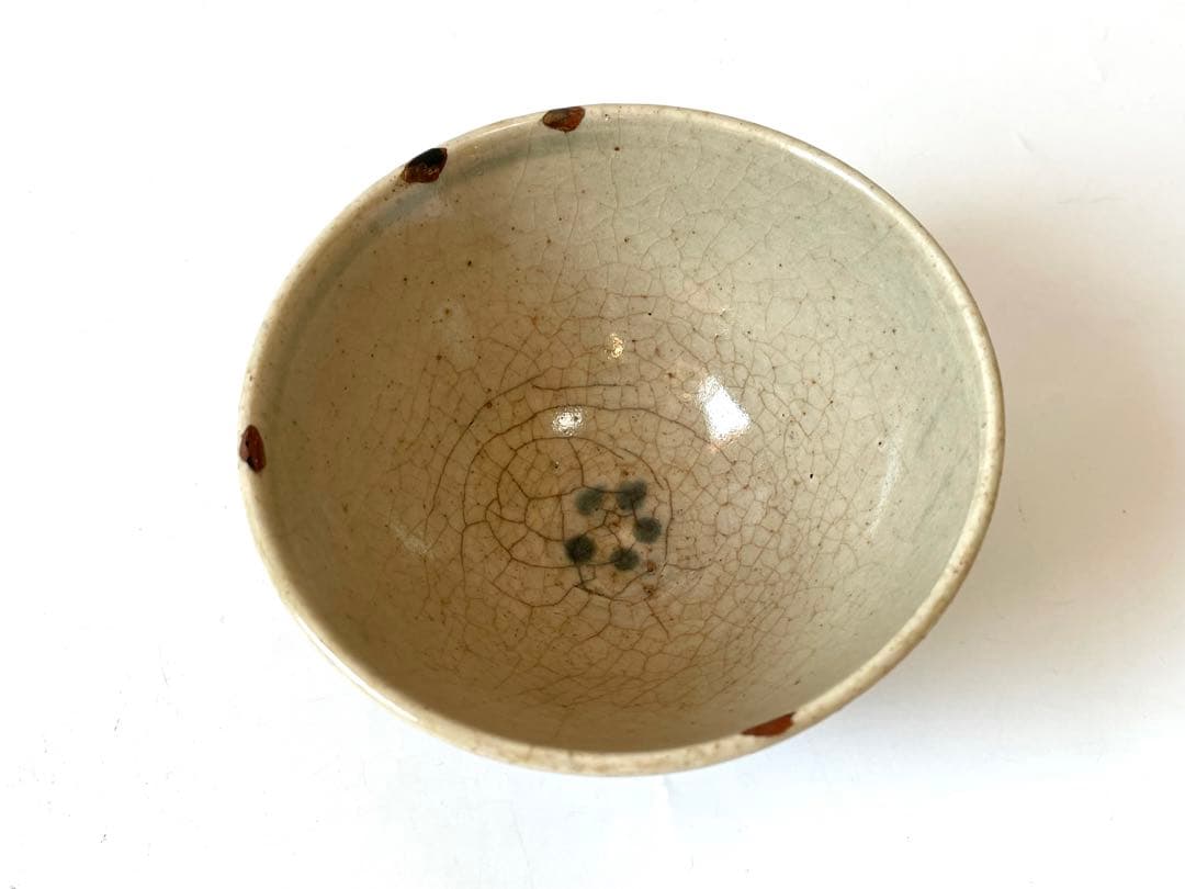 骨董　アンティーク　染付　瀬戸　瀬戸染付　陶胎染付　笹文様　飯茶碗　太白手