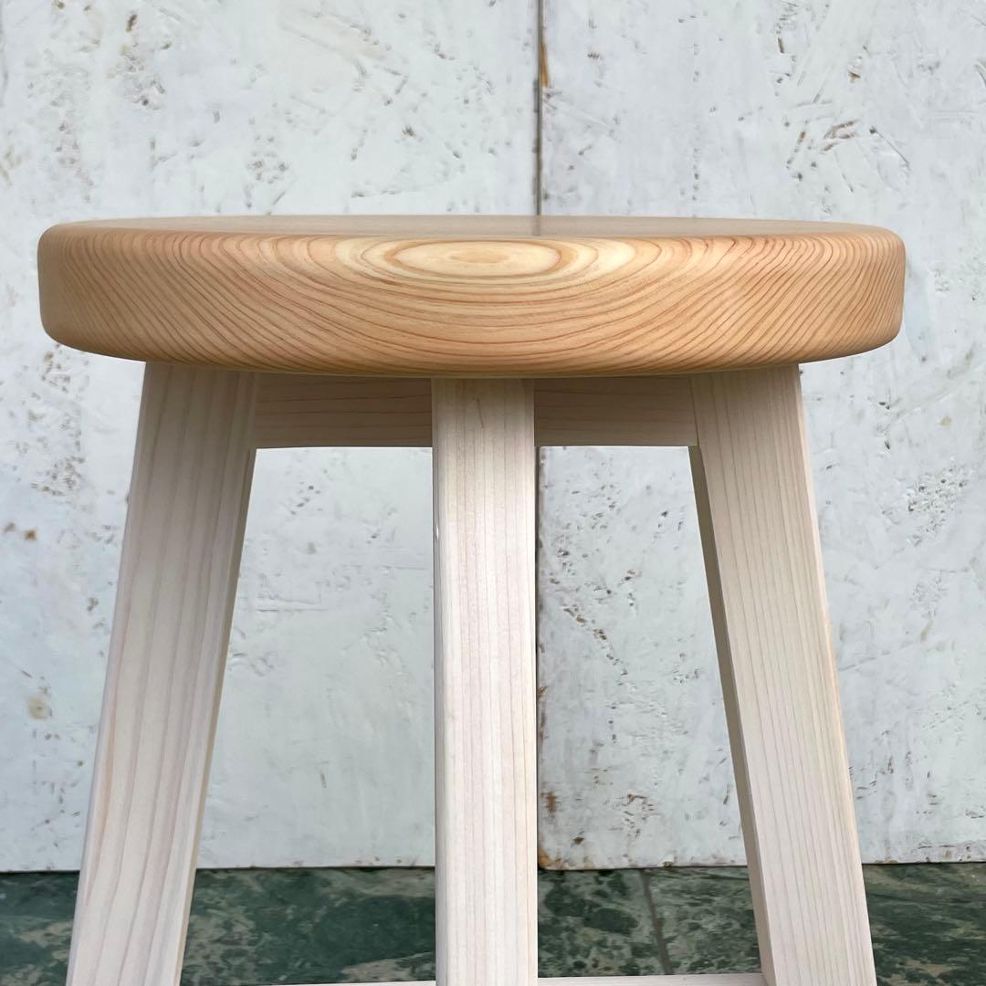 マチルダ　国産ひのき　丸椅子　木製スツール　2脚セット　北欧風