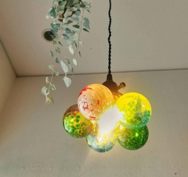昭和レトロなガラスペンダントライトカラフルボールバブルアンティーク風アジアン