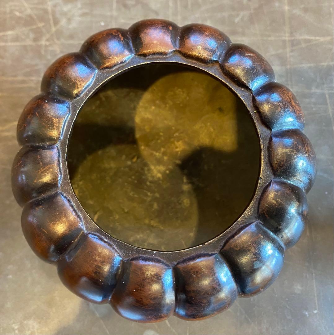 青銅製カボチャ型3足香炉　ミニ鉢受け　 ヴィンテージ　レア