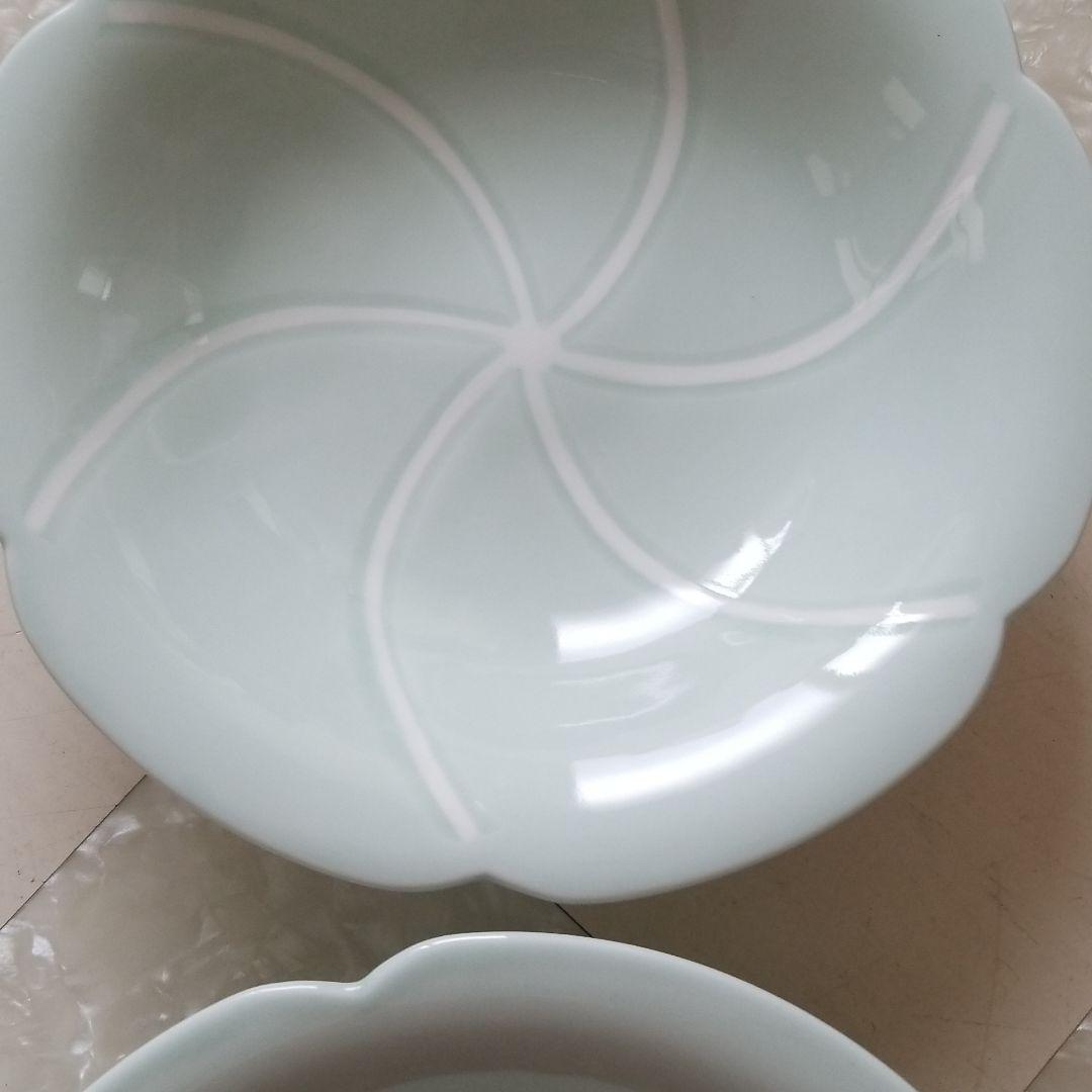 人間国宝井上萬二窯　青磁皿×2