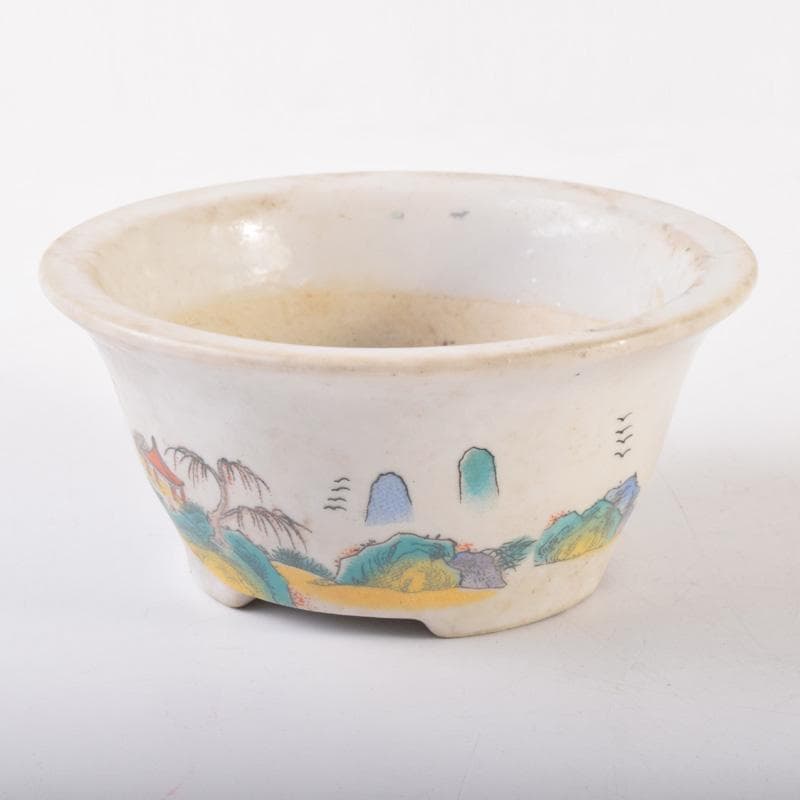 中国　粉彩　山水人物文　鉢　N　7205