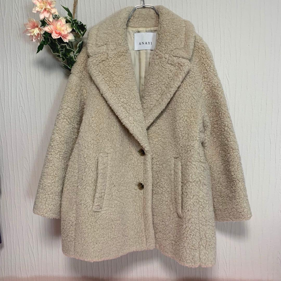 F20. ANAYI【現行タグ/近年モデル：20aw◆ボアコート】カーリーウール